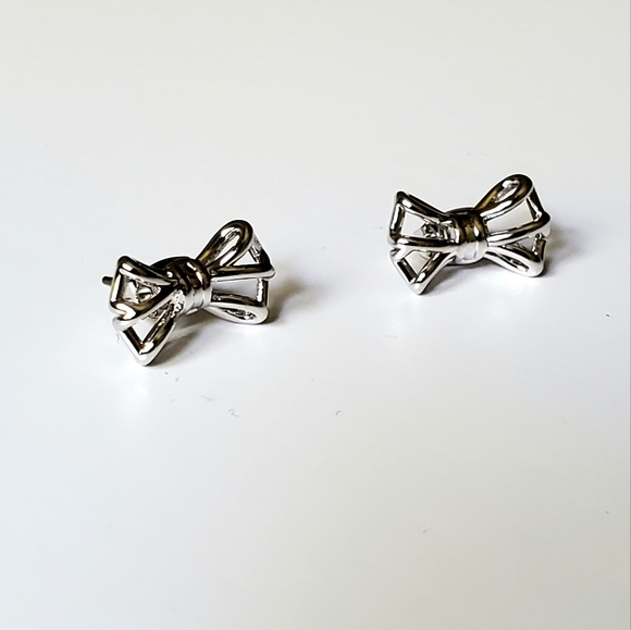 TED BAKER Gleda Tiny SILVER Geometric Bow Earrings